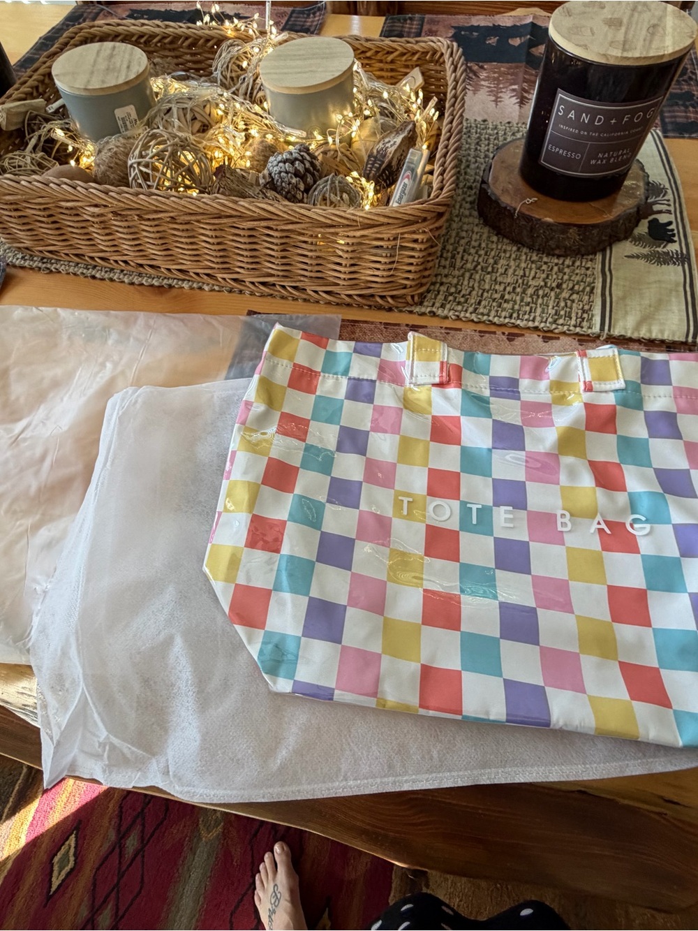 Source Unknown Pastel Checkered Tote Bag - Multicolor